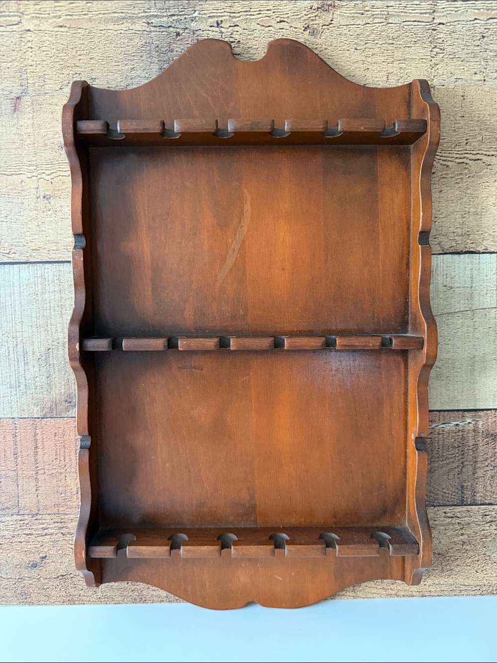 Vintage Wooden Wall 18 Spoon Display Rack in Warm Brown 🥄🥄🥄